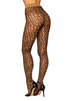 Two-tone knitted leopard pattern pantyhose