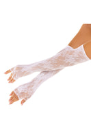 Seamless lace opera length fingerless gloves