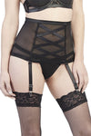 Mesh Garter with Strappy Thong