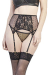 Lace and Mesh Garter Belt with Mesh Thong