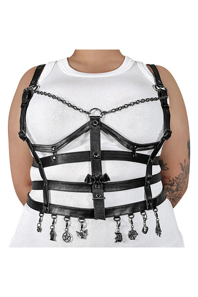 Faux Leather Cage Body Harness