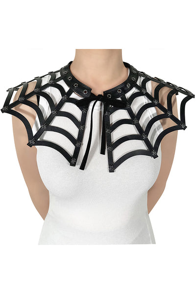 Faux Leather Spiderweb Cut Out Collar