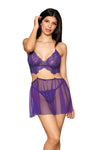 Floral Lace and Mesh Babydoll