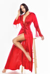 Long Satin Dressing Gown Robes with Lace