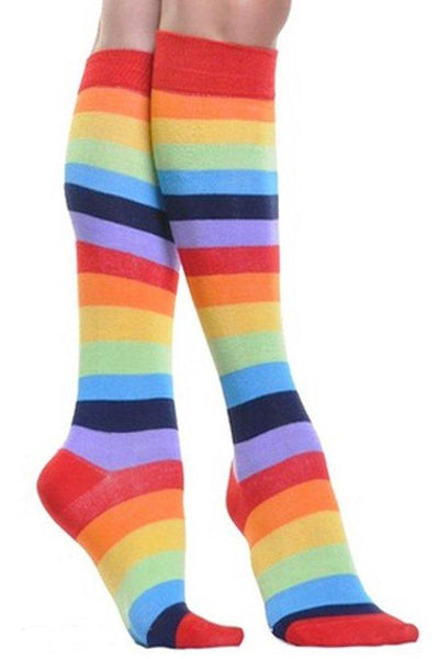 Knee High Rainbow Striped Socks