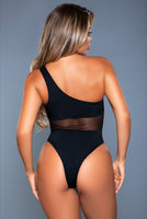 Non-wired one-shoulder swimsuit