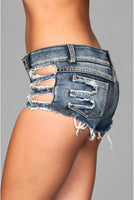 Distressed Side Cutout Shorts