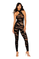 Asymmetrical opaque knitted bodystocking