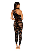 Asymmetrical opaque knitted bodystocking