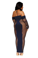Bodystocking gown with opaque front and back panels