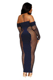 Bodystocking gown with opaque front and back panels