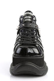 3" Platform Lace-Up Shoes with Cone Studded Hook N' Loop Ankle Strap and UV Reactive Tongue Detail