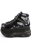 3" Platform Lace-Up Shoes with Cone Studded Hook N' Loop Ankle Strap and UV Reactive Tongue Detail