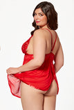 Two-Piece Floral Galloon Lace Babydoll Set