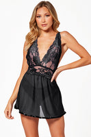 Two-Piece Floral Galloon Lace Babydoll Set