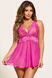 Two-Piece Floral Galloon Lace Babydoll Set