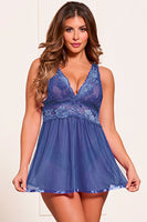 Two-Piece Floral Galloon Lace Babydoll Set