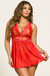 Two-Piece Floral Galloon Lace Babydoll Set