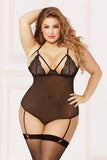 Mesh & Lace Teddy with Thigh Highs
