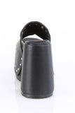 5" Chunky Heel 3" Platform Slide Sandals with Silver Chrome Plated Round Studs