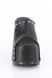 5" Chunky Heel 3" Platform Slide Sandals with Silver Chrome Plated Round Studs