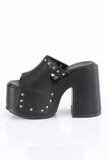 5" Chunky Heel 3" Platform Slide Sandals with Silver Chrome Plated Round Studs