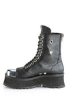 Ankle Boots with Silver Chrome Metal Toe Cap and Back Zip Closure