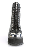 Ankle Boots with Silver Chrome Metal Toe Cap and Back Zip Closure