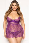 Elegance Unveiled: Two-Piece Eyelash Lace Babydoll Set
