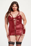 Two Piece Vegan Leather Chemise and Panty