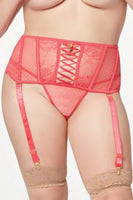 Lace and Mesh Garter Belt and Thong