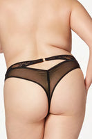 Lace and Mesh Panel Thong Panty