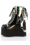 Lace-Up Ankle Boots with Removable PVC Harness and Hanging Strap Details