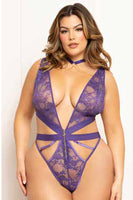 Lace and strappy elastic teddy