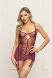 Two-Piece Lurex Lace and Mesh Chemise Set