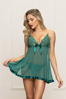 Lace and Mesh Babydoll with Thong