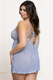 Ethereal Desire: Two-Piece Lace & Mesh Babydoll Set