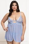 Ethereal Desire: Two-Piece Lace & Mesh Babydoll Set