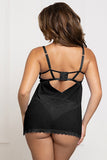 Ethereal Desire: Two-Piece Lace & Mesh Babydoll Set
