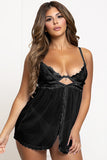 Ethereal Desire: Two-Piece Lace & Mesh Babydoll Set