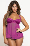 Midnight Whispers 2-Piece Lace & Mesh Babydoll Set