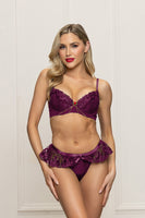 Two-Piece Embroidered Lace Bra with Skirted G-string