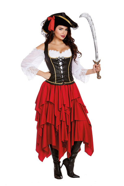 Ships Ahoy Pirate Costume, Off-the-Shoulder Pirate Dress