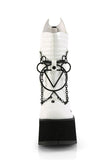 4 1/2" Platform Calf-High Boots with Screw Studs, Quilted Detail, Hanging Chains, and Back Metal Zip