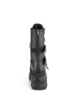 4" Platform Lace-Up Mid-Calf Boot with Triple Buckle Straps and Back Zip