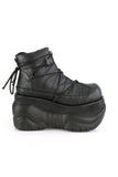 4" Platform Ankle Bootie with Padded Collar, Hook and Loop Straps and Lace-Up Front