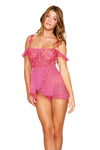 Dot mesh with 3D flowers babydoll