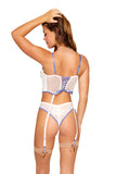 Eyelet cotton garter bustier and cheeky panty