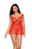 Eyelash lace babydoll and G-string set