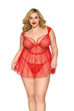 Eyelash lace babydoll and G-string set